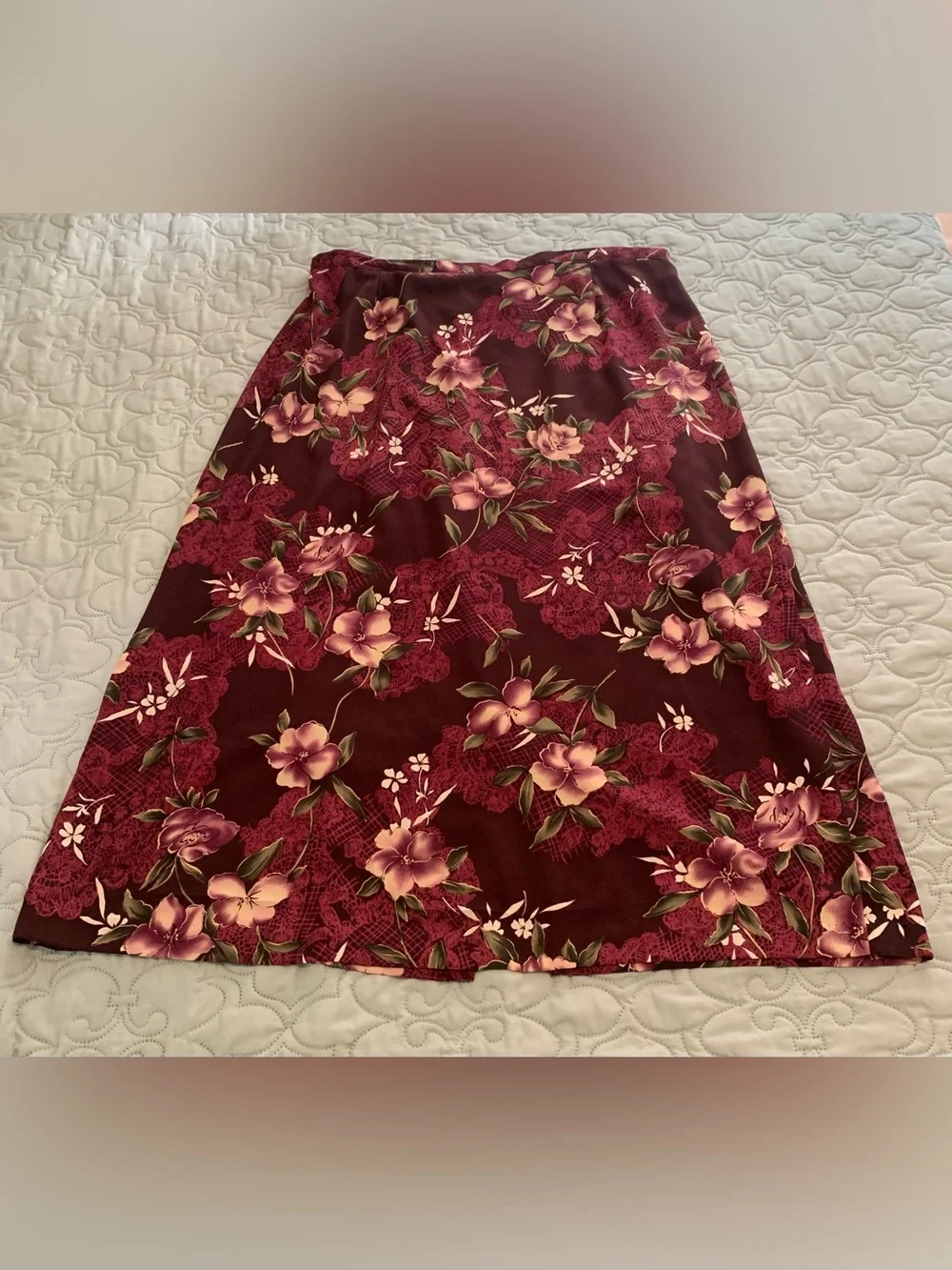 ⁠Vintage Kathie Lee Floral Maxi Skirt Plum Purple Plus Size 22W 90s Whimsygoth